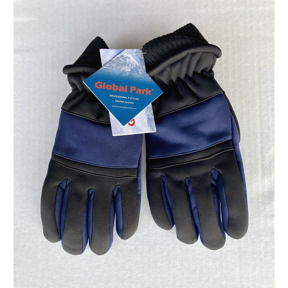 Global Park Winter Gloves Adult Size Small/Medium Black Blue Snow Ski NWT
